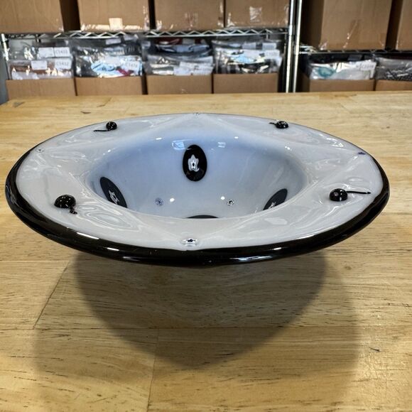 Blown Fused Glass Dish Millefiori Cat & Mouse Design Textured Mod Modern Signed - Picture 6 of 16